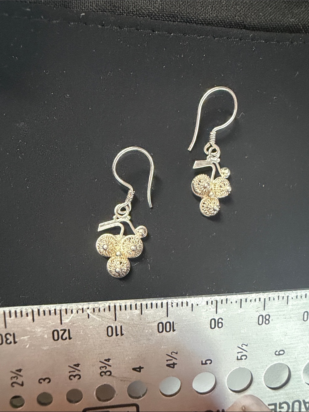 Sterling Silver Filigree Cherry Drop Earrings